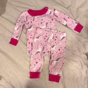 Hanna Andersson Pink Unicorn 6-12 mo. 2-piece pajamas